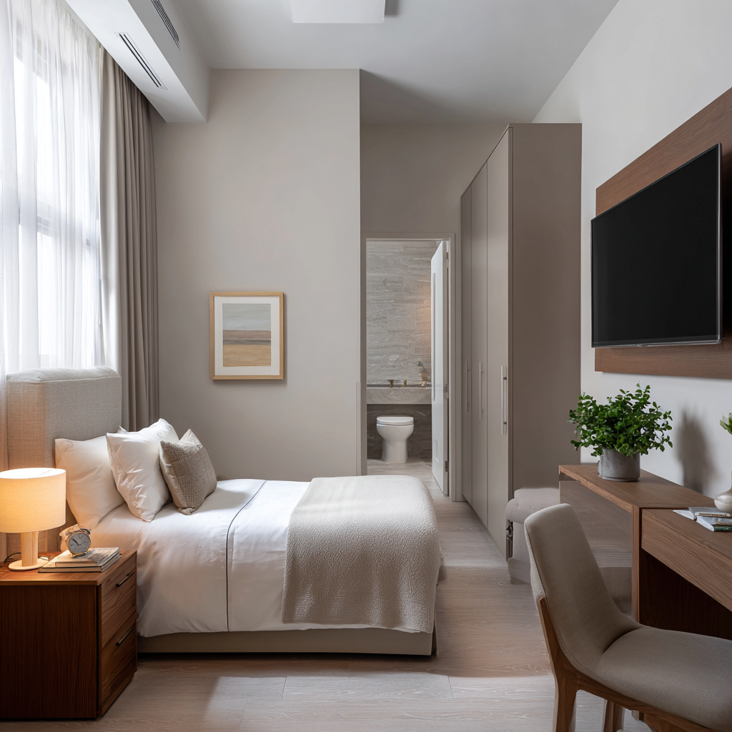 Refined patient room at SMHW Rehab